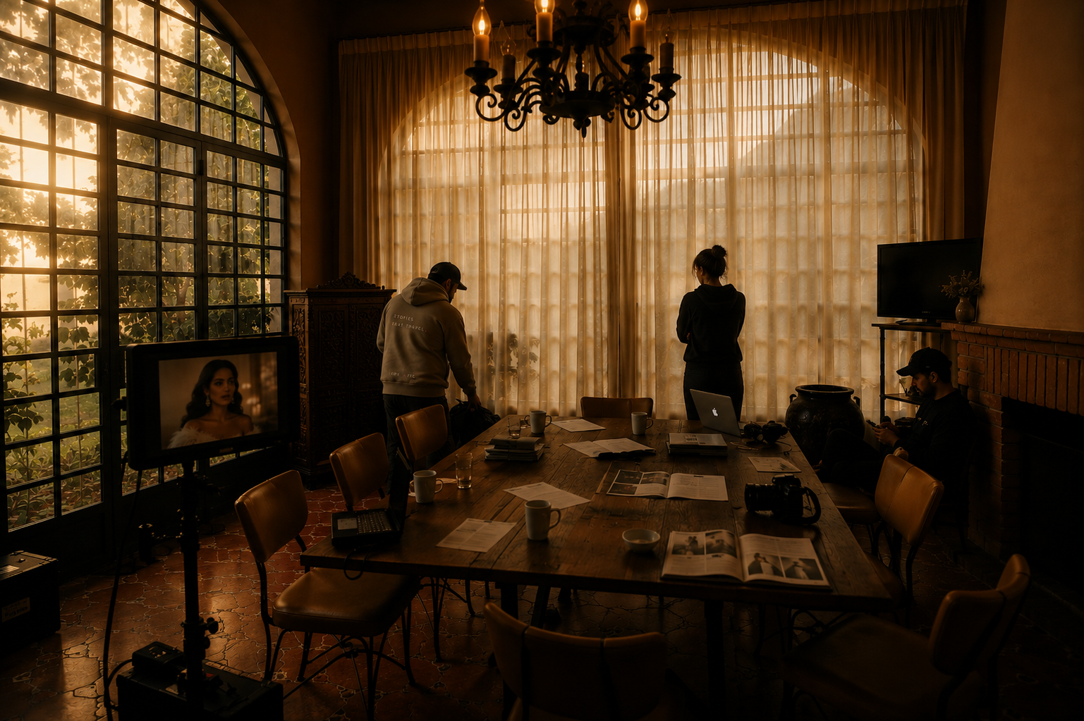 Behind the scenes — production at Casa TILO at golden hour